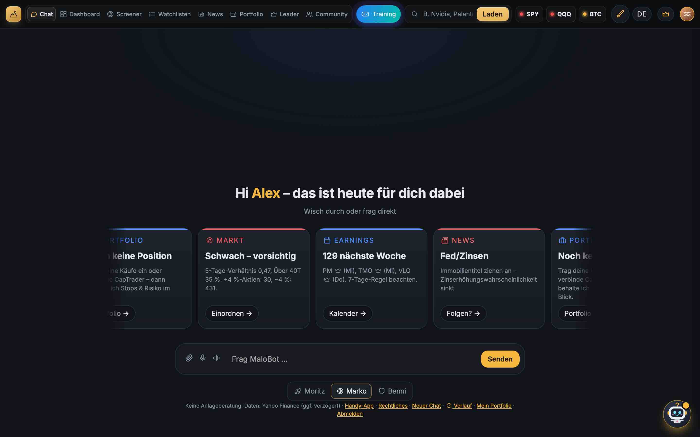 MaloBot in der Stufe Profi